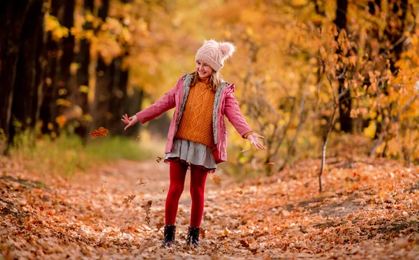 Peuter meisje kind in de herfst park — Stockfoto