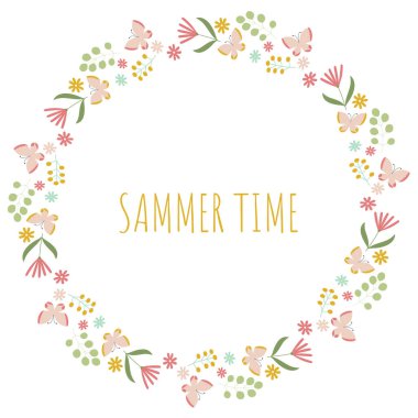 Çiçeklerle, bahar buketleriyle ve çelenklerle süslenmiş çiçek desenli. Sosyal medya ve hediye kartları için botanik romantik vektör tasarımı