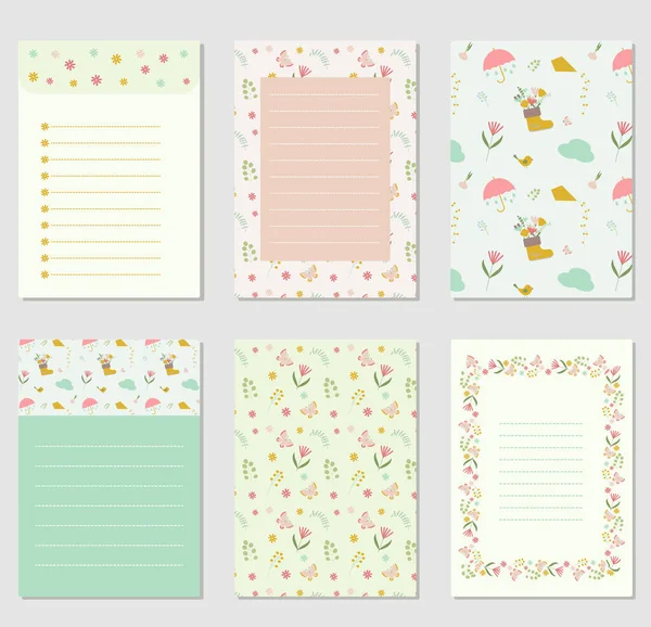 Collection Cute Note Paper List Illustrations — Stock vektor