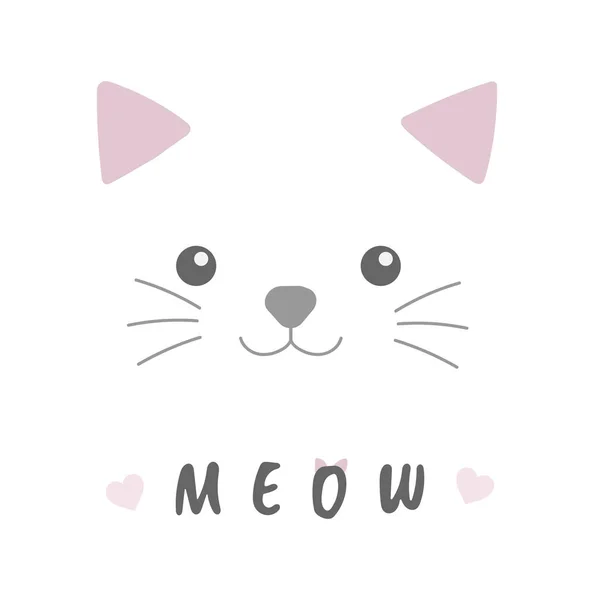 Meow Word Text Design Vector Funny Postcards Isolated White Background — Stock Vector