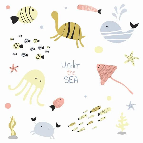 Childrens Illustration Underwater World — Vettoriale Stock