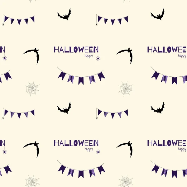 Abóboras Usando Chapéus Bruxa Com Morcegos Halloween Sem Costura Padrão — Vetor de Stock