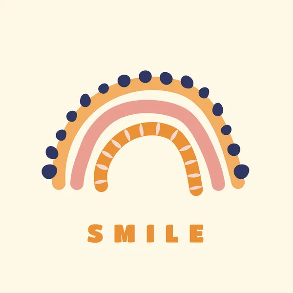 Renkli Gökkuşağı Gülümseme Metniyle Sonbahar Vektör Illüstrasyonu Kartpostal Dekorasyon Için — Stok Vektör