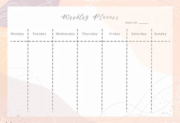 Simple Printable Weekly Planner Template Vector Daily Schedul Week Calendar — Archivo Imágenes Vectoriales