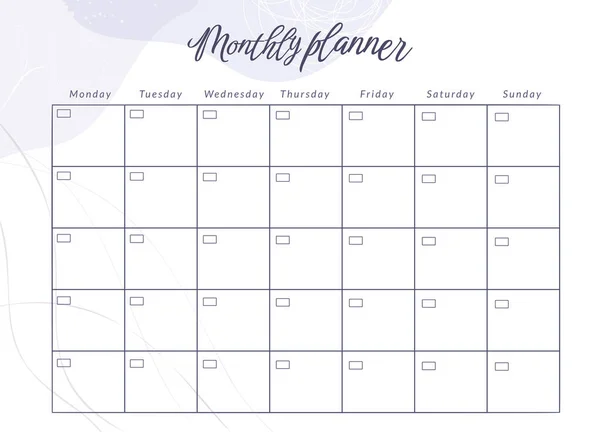 Jednoduchá Tisknutelná Šablona Týdenního Plánovače Vektoru Denními Listy Kalendář Týdne — Stockový vektor