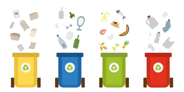 Eco Environment Vector Illustration Garbage Recycling Products Planet Protection Green — 스톡 벡터