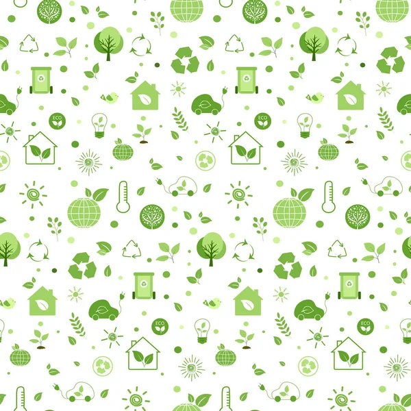 Eco Friendly Planet Seamless Pattern Ecology Protection Idea Recycling Globe — Διανυσματικό Αρχείο