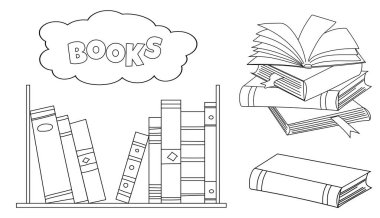 Books paintings in vector as symbol of knowledge and education. Graphic library drawings with literature illustration