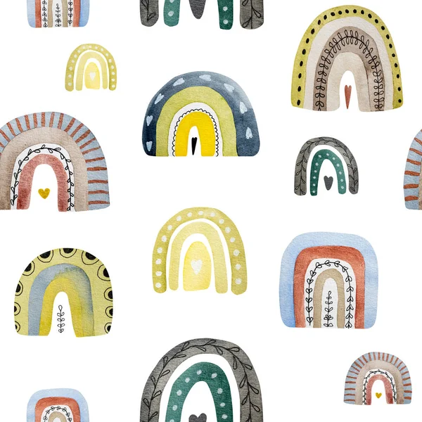 Molla Acquerello Arcobaleno Modello Senza Cuciture Decorazione Pitture Acquarellesche Infantili — Foto Stock