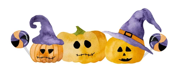 Halloween Akvarell Sütőtök Illusztráció Vicces Ünnep Képeslap Őszi Ijesztő Zöldségek — Stock Fotó