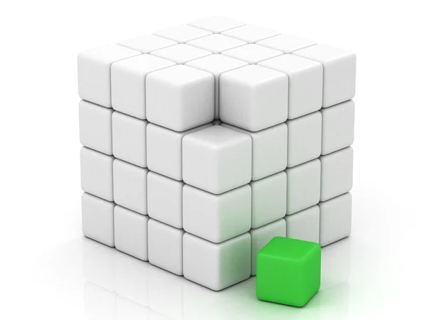 Cube white assembling from blocks — Stock Photo, Image