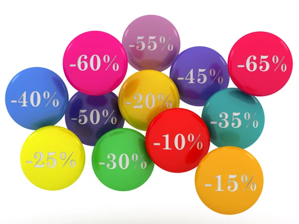 Sale spheres with percent discount — Stock Photo, Image