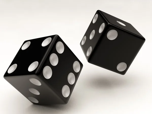 Two black dices falling — Stock Photo, Image