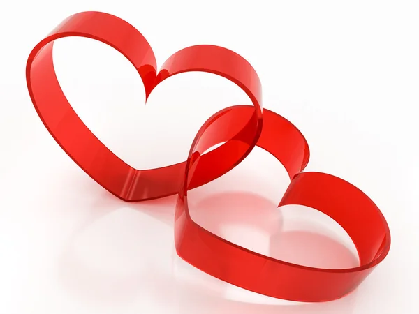 Červené sklo ve tvaru srdce — Stock fotografie