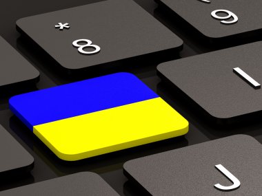 Ukrainian flag on button clipart