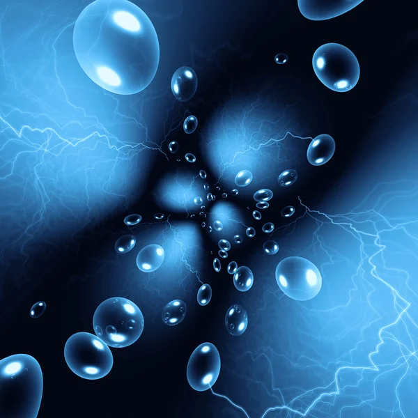 Abstract background with bubbles and lightning — Stock Photo, Image