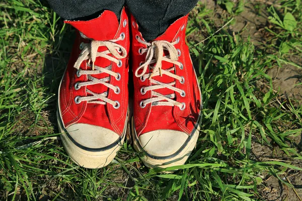 Vintage red sneakers — Stock Photo, Image