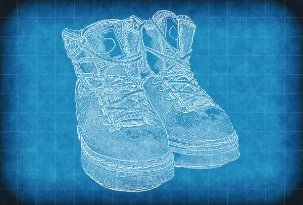 Sapatos em um fundo vintage azul — Fotografia de Stock