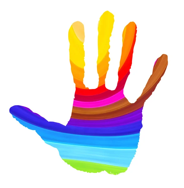 Bright color handprint on white — Stock Photo, Image