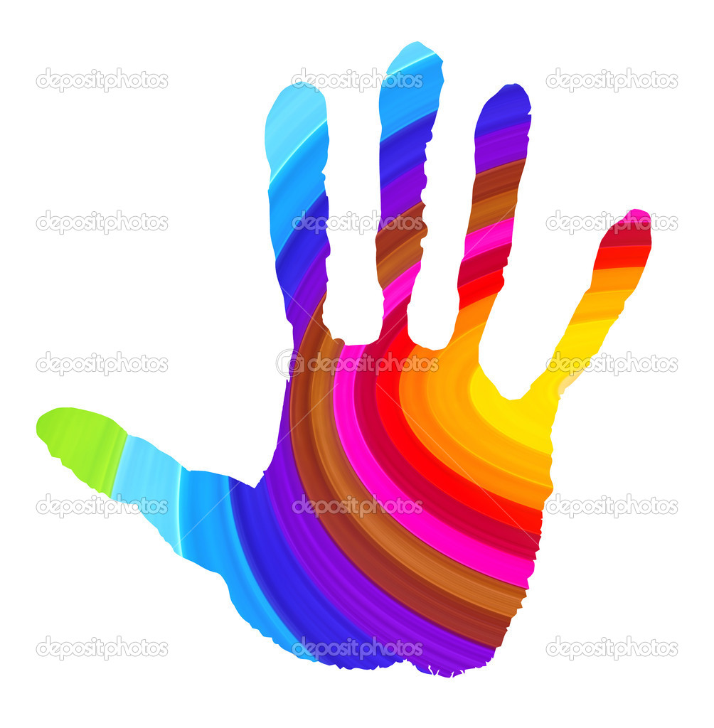 Abstract handprint in vibrant colors