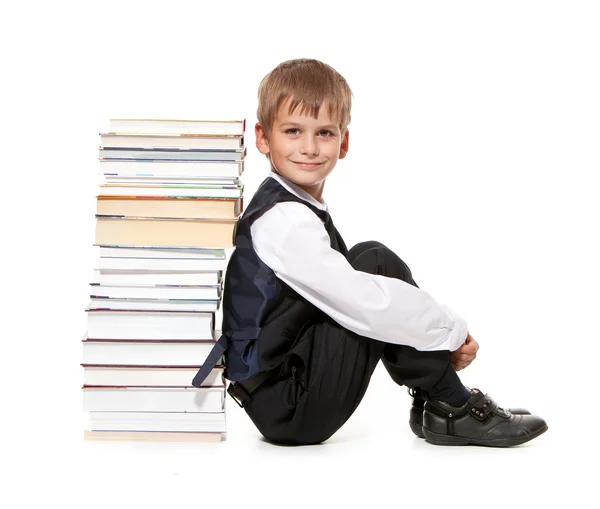 Junge und Bücher. Zurück zur Schule — Stockfoto