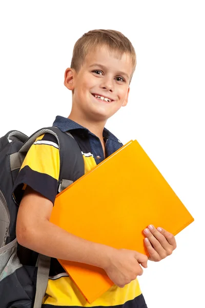 Junge, der Bücher hält. Zurück zur Schule — Stockfoto