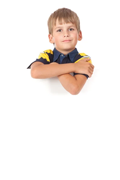 Boy holding a banner — Stock Photo, Image