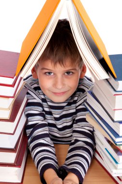 öğrenci ve bir yığın kitap