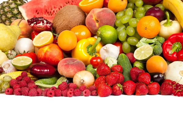 Grand groupe de légumes et fruits frais — Photo