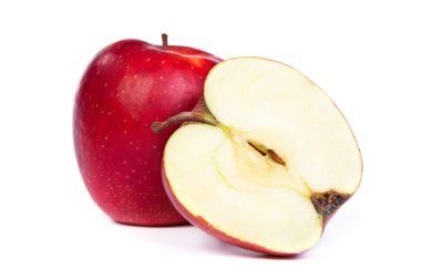 Kırmızı elma, gösteren tırtıl ve temel kesiti