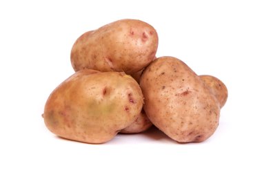 Grup üzerinde beyaz izole patates