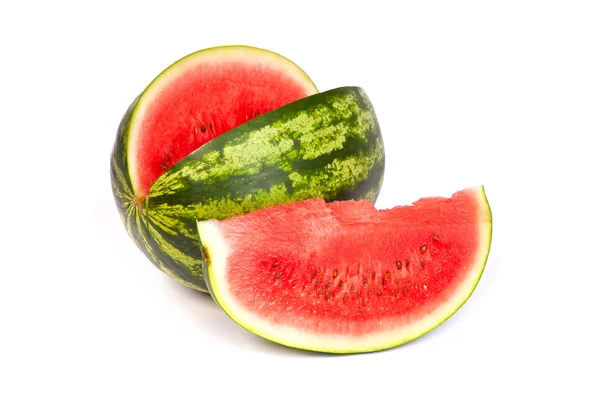 Frische, reife, saftige Wassermelone. Schuss auf Weiß — Stockfoto