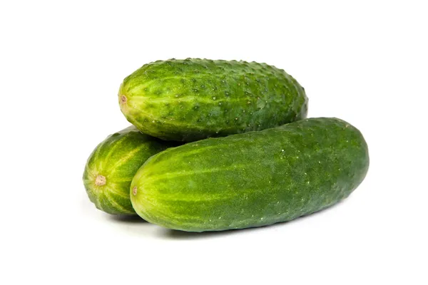 Five Fresh Cucumbers isolated on white — Stock Photo, Image