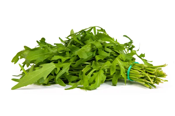 Arugula (rucola) fresh heap leaf isolated on a white background — Stock Photo, Image