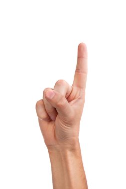 Man index finger on a white background clipart