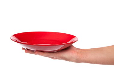 bir yandan izole kırmızı mutfak plaka