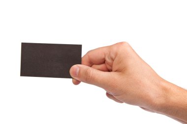Boş kartvizit tutan işadamı el