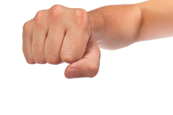 Males hand with a clenched fist isolated — Stock Photo, Image