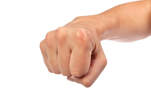 Males hand with a clenched fist isolated — Stock Photo, Image