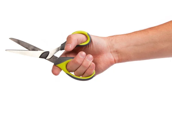 Hand is holding scissors isolated — Stock Photo, Image