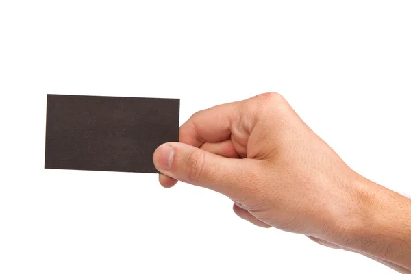 Businessman's hand holding blank business card — Stock Photo, Image