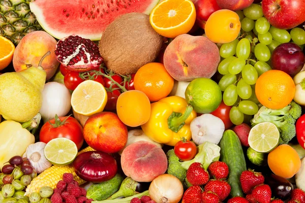 Enorme grupo de verduras y frutas frescas —  Fotos de Stock