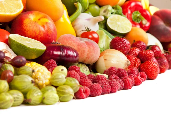 Huge group of fresh vegetables and fruits — Stock Photo, Image