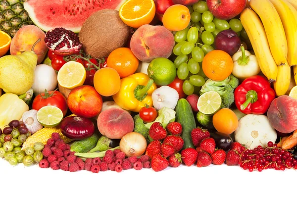 Grand groupe de légumes et fruits frais — Photo