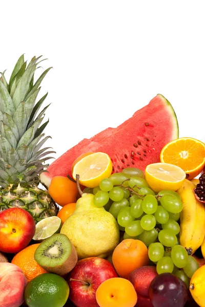 Huge group of fresh fruits isolated on a white — Stock Photo, Image