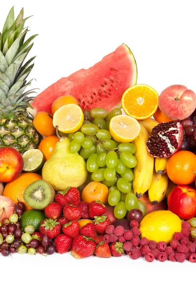 Huge group of fresh fruits isolated on a white background. — Stock Photo, Image