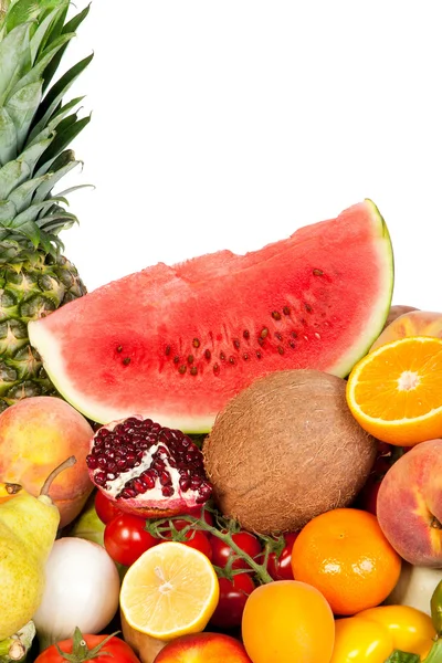 Riesige Gruppe von frischem Gemüse und Obst — Stockfoto