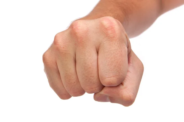 Males hand with a clenched fist isolated — Stock Photo, Image