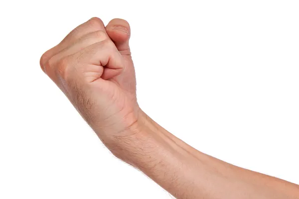 Mão masculina com um punho cerrado isolado — Fotografia de Stock