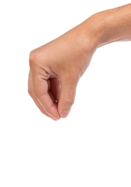 Male hand reaching for something on white — Stock Photo, Image